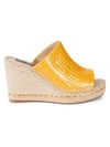 Karl Lagerfeld Women's Carina Croc-embossed Leather Platform Espadrille Wedges In Yellow