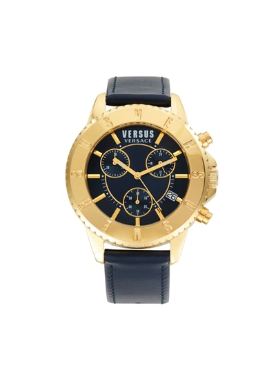 Versus Men's Stainless Steel & Leather Strap Chronograph Watch In Blue