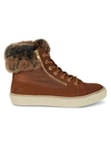Cougar Danica Sneaker Boot With Genuine Rabbit Fur Trim In Chestnut