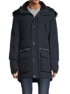 Karl Lagerfeld Men's Faux Fur-lined & Trimmed Parka Coat In Navy