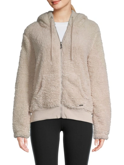 Marc New York Performance Faux Fur Hooded Jacket In Stone