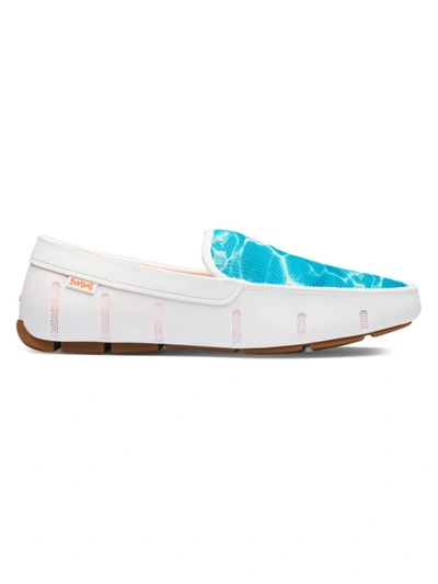 Swims Men's Pool-print Venetian Loafers In Aqua / White