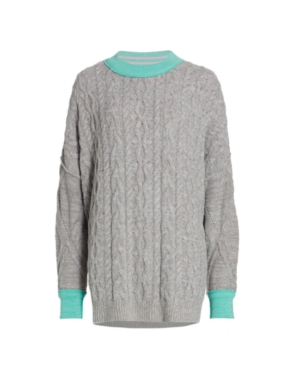 Free People Women's Olympia Cable-knit Oversized Sweater In Grey Combo