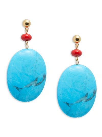 Kenneth Jay Lane Women's Goldplated & Turquoise Drop Earrings