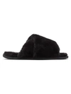 Sorel Go Mail Run Faux Fur Slide Slipper In Black