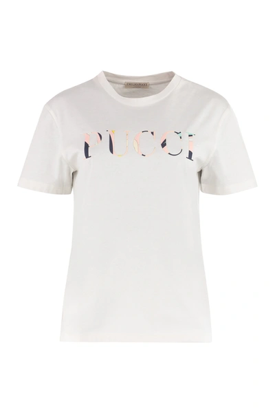 Emilio Pucci Logo Cotton T-shirt In White