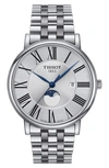 Tissot Men's Carson Premium Gent Moonphase Stainless Steel Bracelet Watch 40mm In Silver