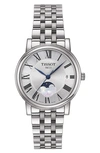 Tissot Men's Carson Premium Gent Moonphase Stainless Steel Bracelet Watch 40mm In Silver