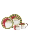 Vietri Old St. Nick Striped Hat 4 Piece Place Setting