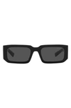 Prada 53mm Rectangular Sunglasses In Black/ White/ Dark Grey