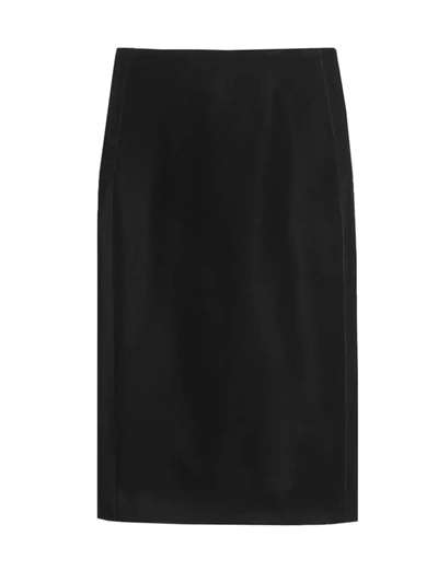 Saint Laurent High-waist Velvet Pencil Skirt In Black