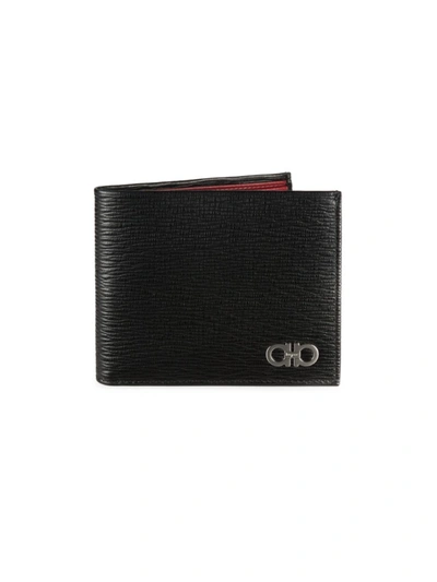 Ferragamo Revival Bi-fold Leather Wallet In Nero