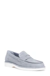 Santoni Suede Penny Loafers In Light Blue