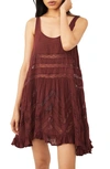 Free People Swingy Lace Inset Tunic In Crimson