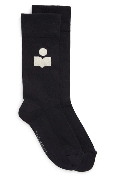 Isabel Marant Womans Siloki Black Cotton Socks With Logo