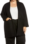 Eileen Fisher Organic Cotton Channeled Open Front Jacket In Black