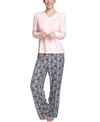 MUK LUKS BUTTER-KNIT V-NECK & FLARE-LEG PANTS LOUNGE SET