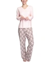 MUK LUKS BUTTER-KNIT V-NECK & FLARE-LEG PANTS LOUNGE SET