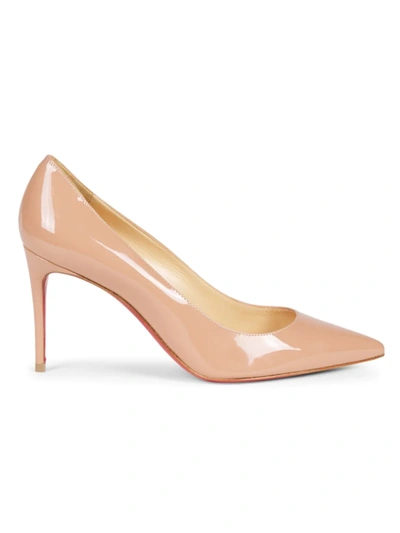 Christian Louboutin Decollete 85mm Patent Leather Red Sole Pumps In Beige