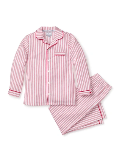 Petite Plume Unisex Antique Red Ticking Pajama Set - Baby, Little Kid, Big Kid In White/red