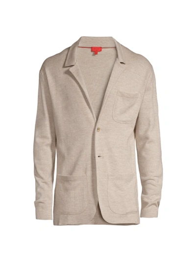 Isaia Wool Jumper Jacket In Beige