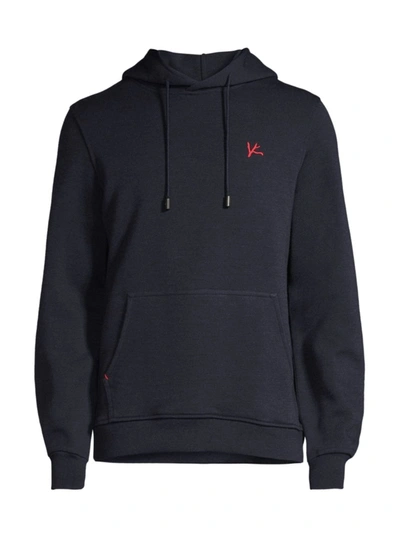 Isaia Logo-embroidered Drawstring Hoodie In Navy