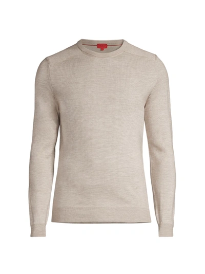 Isaia Lighweight Wool-blend Crewneck Sweater In Beige