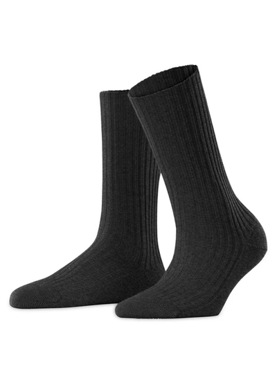 Falke Cosy Wool-blend Boot Socks In Anthracite