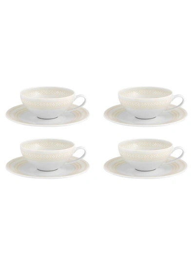 Vista Alegre Constellation D'or Ivory 4-piece Tea Cup & Saucer Set