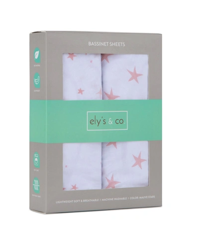 Ely's & Co. Jersey Cotton Bassinet Sheet Set 2 Pack In Dusty Rose
