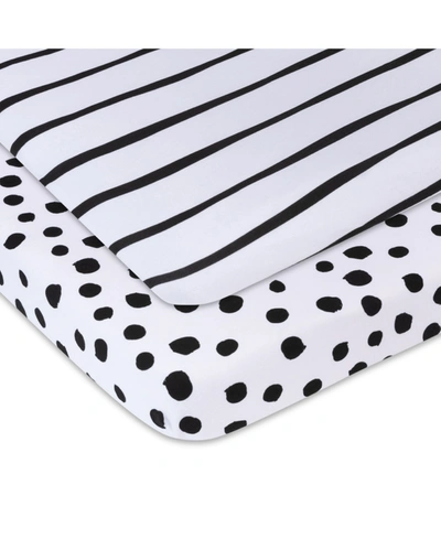 Adrienne Vittadini Bambini Jersey Cotton Pack N Play Sheets, 2 Pack In Black