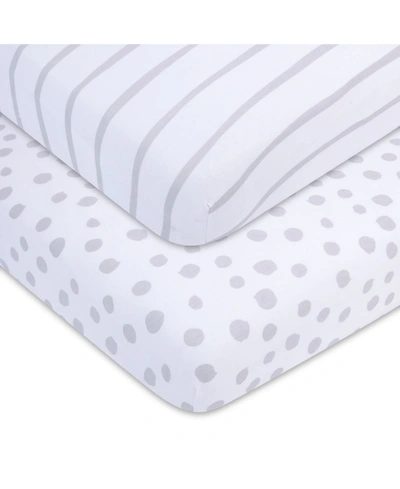 Adrienne Vittadini Bambini Jersey Cotton Standard Crib Sheets, 2 Pack In Gray