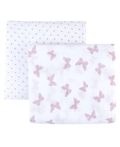 Adrienne Vittadini Bambini Muslin Cotton Swaddles, 2 Pack In Lavender