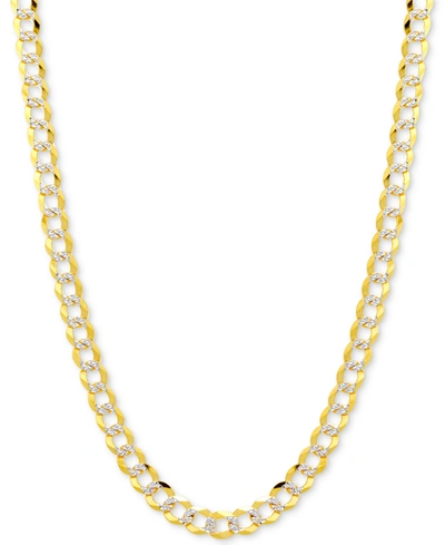 ITALIAN GOLD 26" TWO-TONE OPEN CURB LINK CHAIN NECKLACE IN SOLID 14K GOLD & WHITE GOLD
