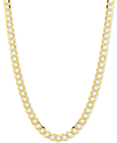 ITALIAN GOLD 26" TWO-TONE OPEN CURB LINK CHAIN NECKLACE (3-1/6MM) IN SOLID 14K GOLD & WHITE GOLD