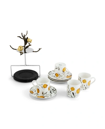 Michael Aram Pomegranate 9 Piece Demitasse Cups And Stand Set In Gold- Tone