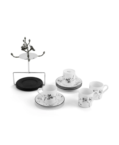 Michael Aram Orchid 9 Piece Demitasse Cups And Stand Set In Gunmetal
