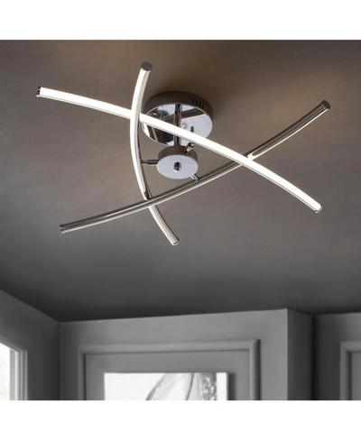 Jonathan Y Crucis 31.5" Modern Integrated Led Pendant In Silver