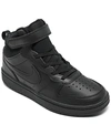 Nike Little Kids Court Borough Low Recraft Adjustable Strap Casual Sneakers From Finish Line In Black