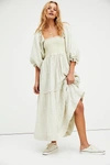 Free People Dahlia Embroidered Maxi Dress In Soda Lime Combo
