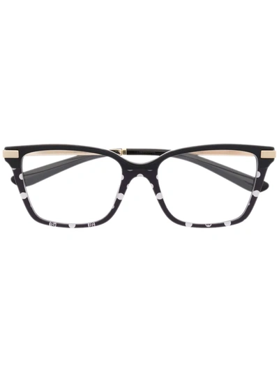 Prada Dg3345 Polka-dot Rectangular Glasses In Black