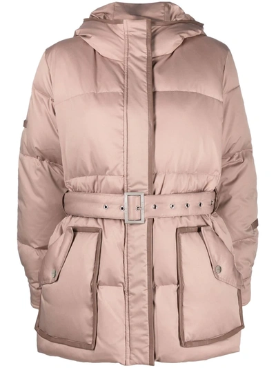 Max & Moi Delta Belted Puffer Coat In Neutrals
