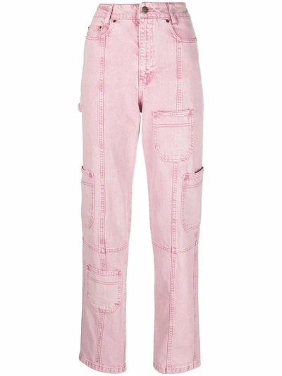 Rotate Birger Christensen Orenda Straight High-rise Organic-cotton Denim Jeans In Pink