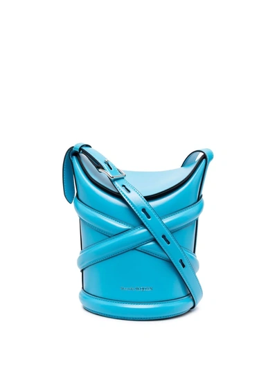 Alexander Mcqueen Micro The Curve Leather Crossbody Bag In Blue