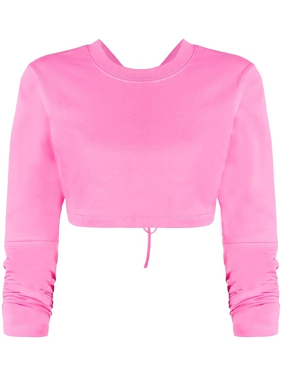 Jacquemus Cropped Long-sleeve Top In Pink