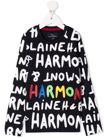 Harmont & Blaine Junior Kids' Graphic Logo Sweatshirt In Blue