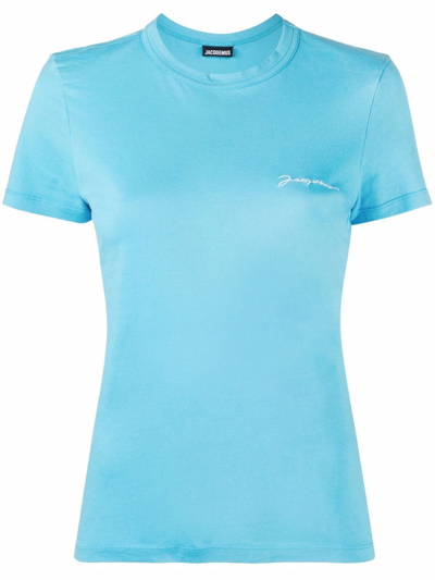 Jacquemus Logo-print Short-sleeved T-shirt In Light Blue