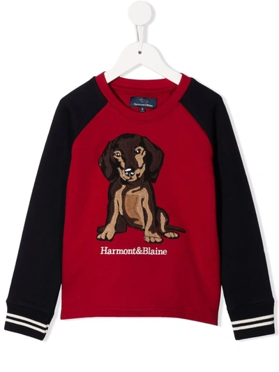Harmont & Blaine Junior Kids' Dog Patch Cotton Jumper In Red