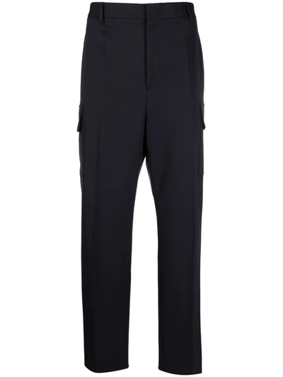 Valentino Multiple-pocket Tailored Trousers In Blue
