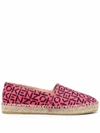Kenzo Espadrilles In Canvas With All Over Logo In Fuchsia
